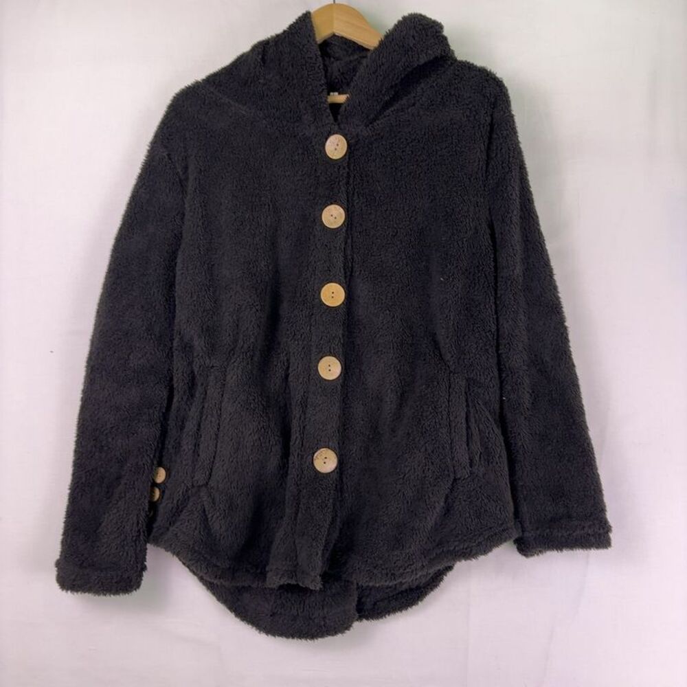 Unknown Plush Button Up Cat Ear Hooded Sweater